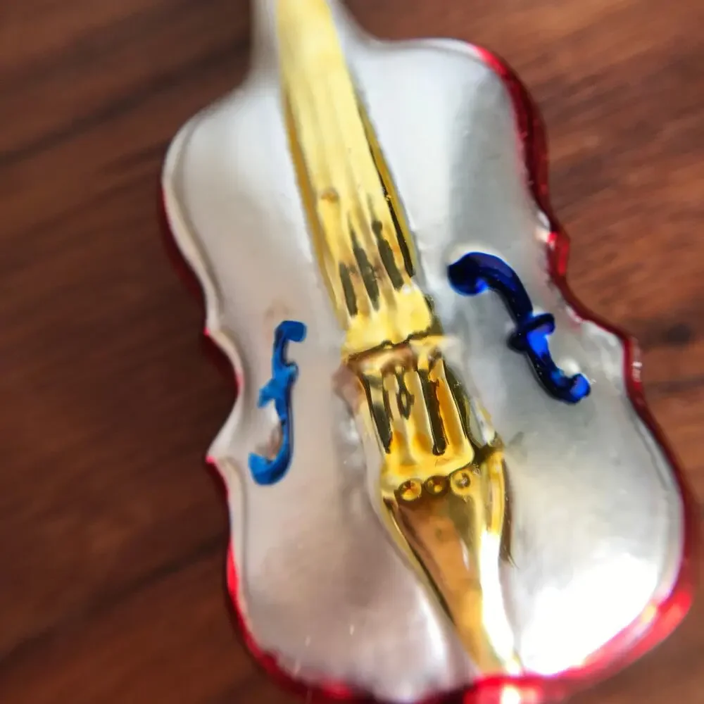 Hand-Made Glass Violin Instrument Christmas Ornament, Made in Germany